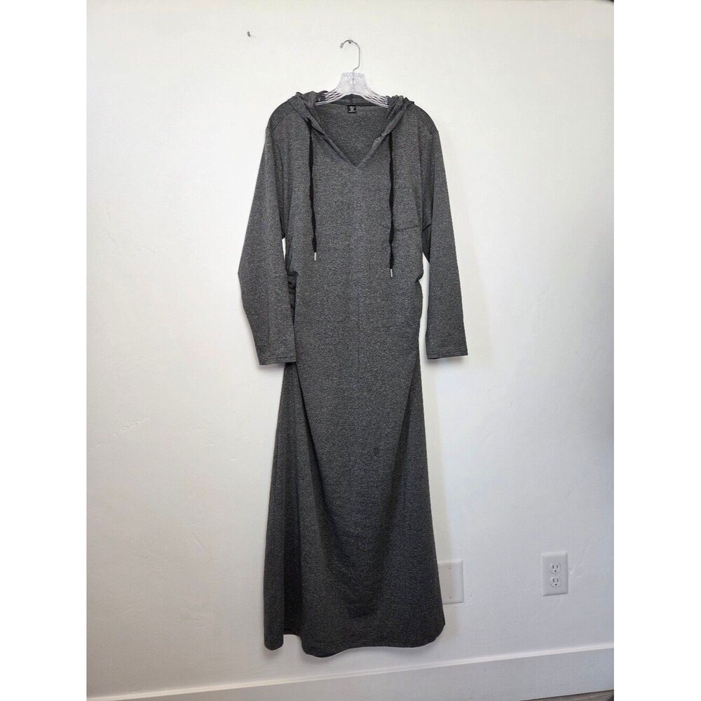 Shein Curve 2XL Gray Bodycon Maxi Hoodie Dress Sporty Athletic Modest Summer